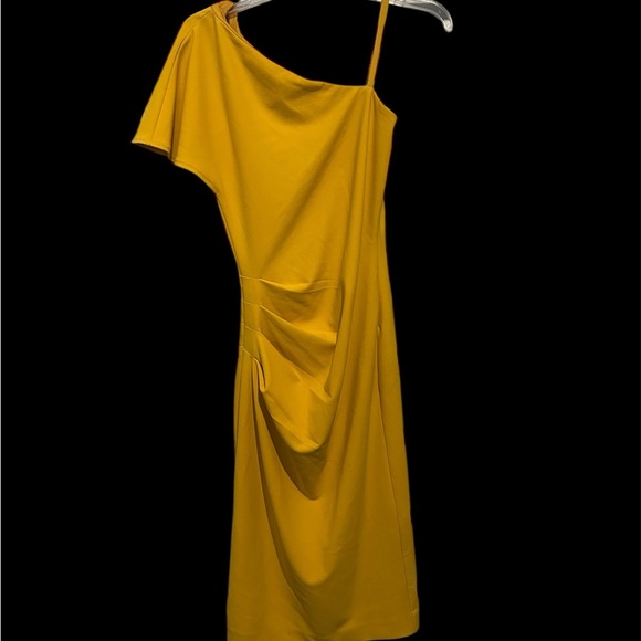 Rachel Rachel Roy Yellow One-Shoulder Dress Women’s Small Elegant Cocktail Midi - Picture 6 of 9